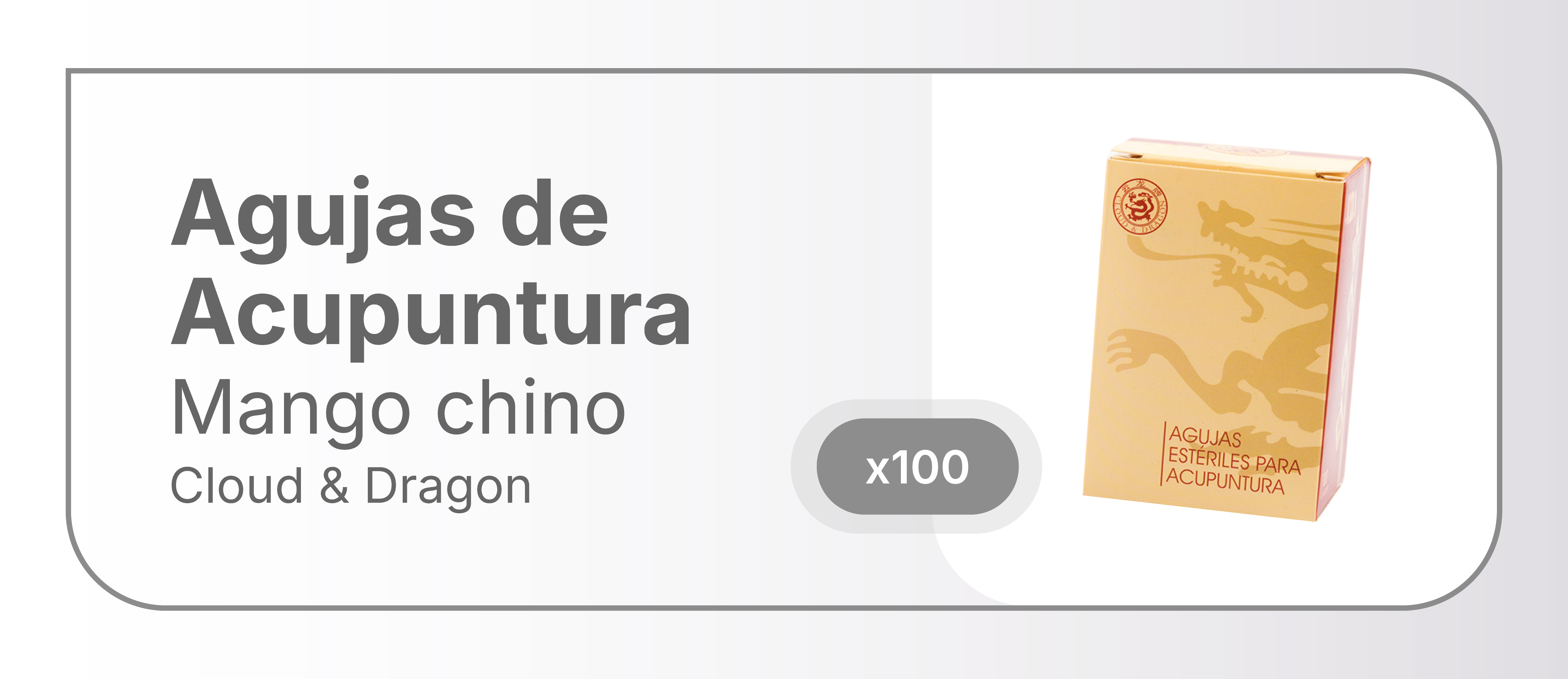 MARCA: CLOUD & DRAGON
ORIGEN: CHINA
AUTORIZADO POR LA ANMAT PM-335-04
VENTA EXCLUSIVA A PROFESIONALES E INSTITUCIONES SANITARIAS.

Agujas de acupuntura Cloud&Dragon-mango plateado-Un aplicador por aguja- Caja 100 unidades-Diametro: 0.30mm Largo útil: 25mm