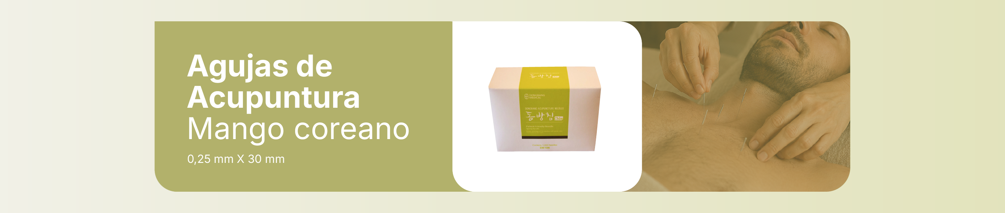 Diámetro	0,25 mm
Largo	30 mm
Marca	Dong Bang
Tipo de Mango	Coreano
Descripción
Marca: Dong Bang
Origen: Corea
Autorizado por la ANMAT PM-335-01
VENTA EXCLUSIVA A PROFESIONALES E INSTITUCIONES SANITARIAS

Agujas de acupuntura Dong Bang-mango Spring-Un aplicador cada 10 agujas- Caja 1000 unidades-Diametro: 0.25mm Largo útil: 30mm
