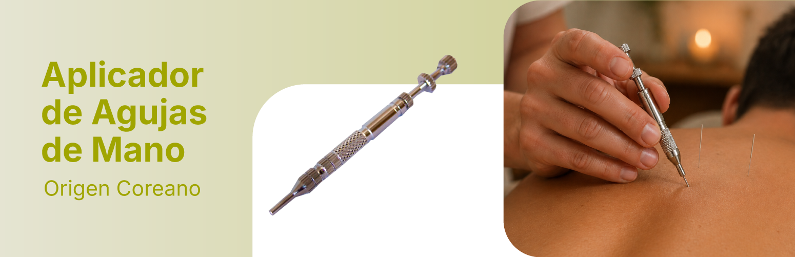 ACERO INOXIDABLE
ORIGEN: KOREA

APLICADOR DE AGUJAS PARA ACUPUNTURA DE MANO