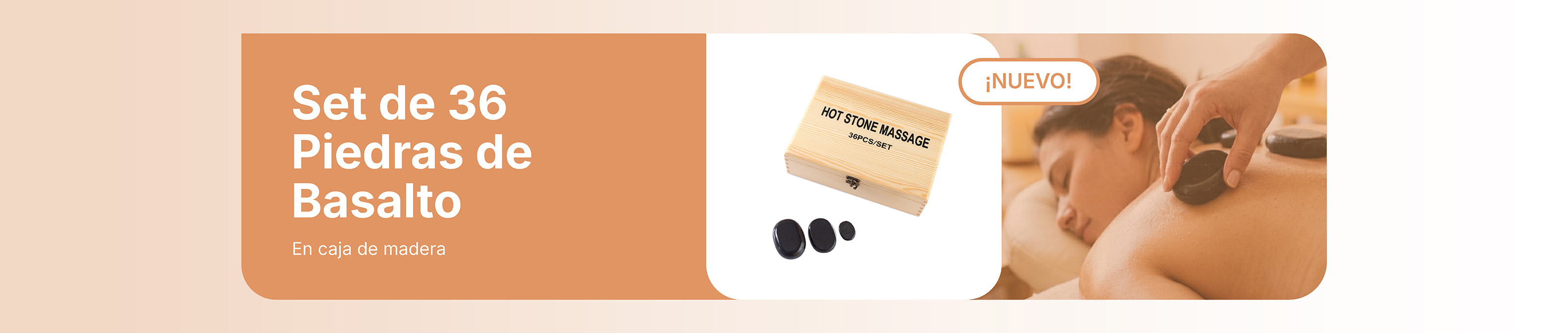 SET DE 36 PIEDRAS DE BASALTO PARA MASAJES EN CAJA DE MADERA
ORIGEN: CHINA

SET DE 36 PIEDRAS DE BASALTO PARA MASAJES EN CAJA DE MADERA
¿Por qué basalto?
El basalto es un tipo de mineral de color gris.
Es el tipo de roca volcánica que más se recomienda usar en el tratamiento con piedras calientes debido a su textura suave y no porosa y también por su alta capacidad de conservar el calor.
El basalto conserva el calor hasta por 45 minutos en el caso de las piedras más grandes.
Sus altos componentes férreos mejoran el flujo de sangre y relajan los músculos.
Esto las convierte en la opción preferida de los terapeutas.