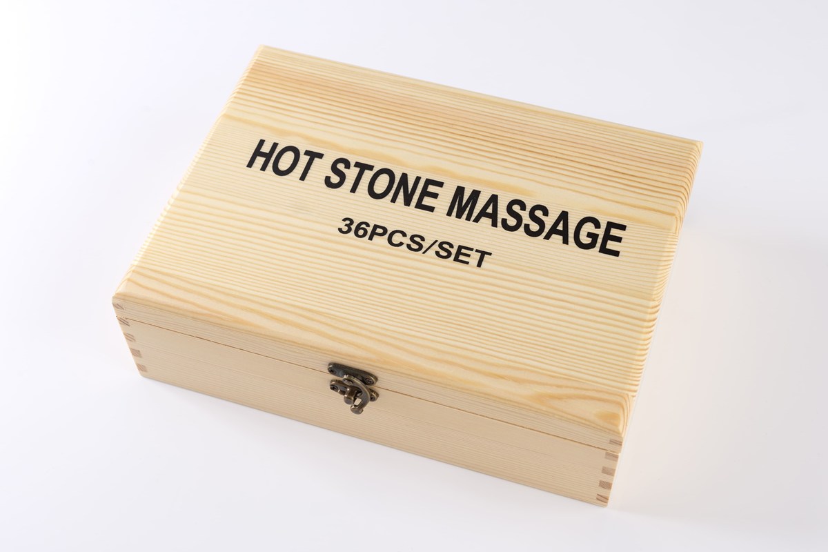 Set De 36 Piedras De Basalto Para Masajes En Caja De Madera